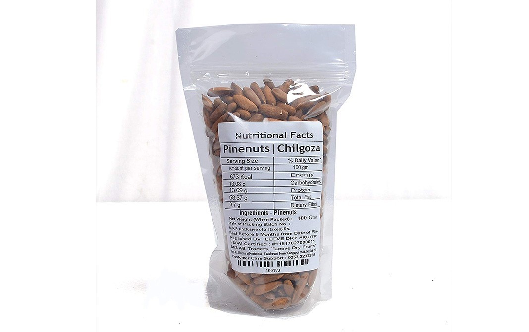 Leeve Dry fruits Pinenuts Chilgoza   Pack  400 grams